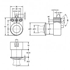JuNie Druckknopf-Schnappverschlusszylinder 4860, DM 25 mm, vernickelt matt