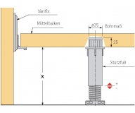 Stützfuß für Mittelbalken  190mm