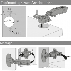 Topfscharnier sensys 8646i 110° für dünne Türen (Außenseite) in obsidianschwarz