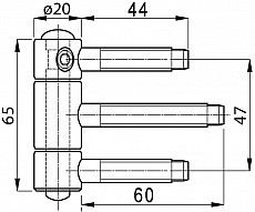 ANUBA-HERKULA-Bänder Mod. HR20 FIX verzinkt, 20 mm, Höhe 65 mm Bolzen 44/60 mm