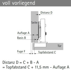 Veosys Edelstahlscharnier für dünne Türen, vorliegend (Außenseite)