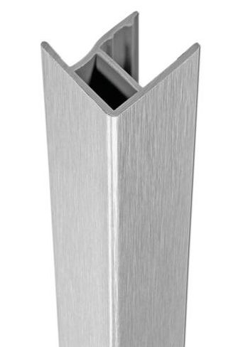 Formteile für Sockelblenden, Aluminium gebürstet; Abschlussprofil/Außenecke 90°; Höhe 147mm