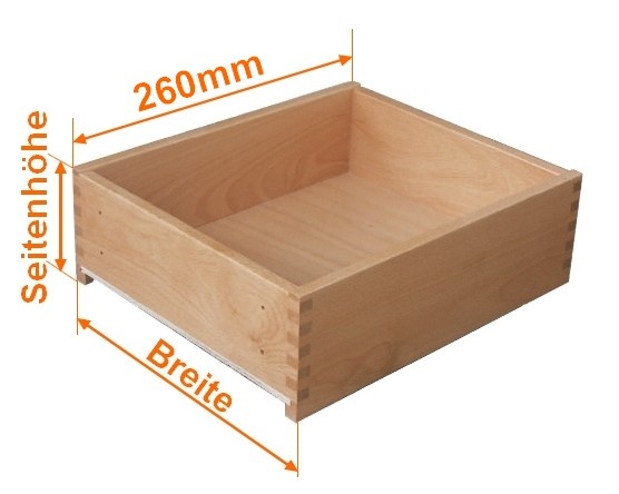 Holzschubkastenlänge 260mm, Breite von 501mm bis 600mm
