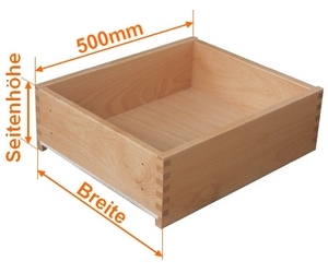 Holzschubkasten Nennlänge 500mm  Breite 700 bis 800mm