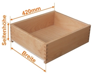 Holzschubkasten Nennlänge 420mm  Breite 200 bis 300mm