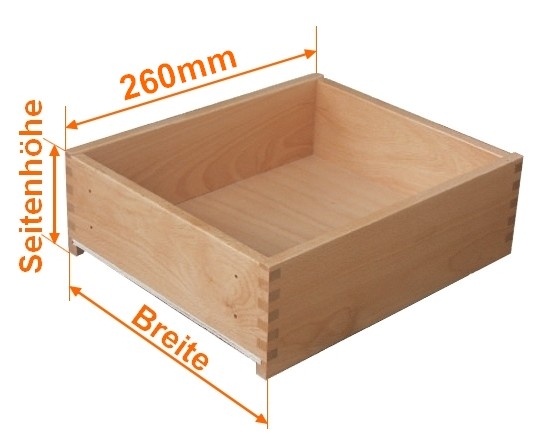 Holzschubkastenlänge 260mm, Breite von 200mm bis 300mm