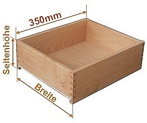 Holzschubkasten Nennlänge 350mm  Breite 200mm bis 300mm