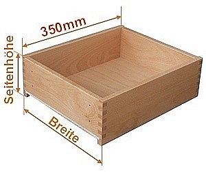 Holzschubkasten Nennlänge 350mm  Breite 601mm bis 700mm