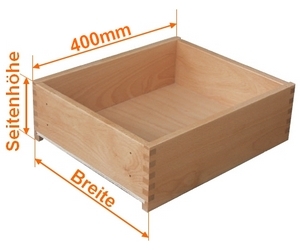Holzschubkasten Nennlänge 400mm  Breite 701 bis 800mm