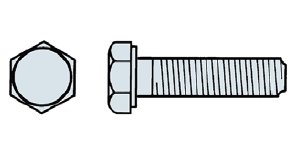 Sechskantschrauben DIN 933 verzinkt, ohne Schaft, M 6/16  (100 Stück)