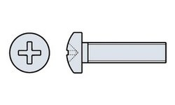 Metallschrauben Pan-Head, Pozi DIN 7985, verzinkt, M 4/12  ( 100 Stück )