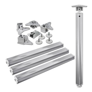 Tischbeine 50/50mm x 710mm weißaluminium (Set)