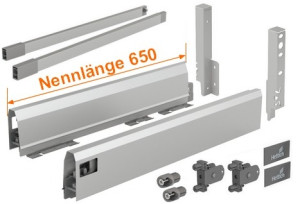 Set ArciTech 186mm mit Rehling - Nennlänge 650mm - variable Korpusbreite, silber