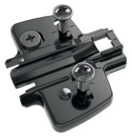 Anschraub-Kreuzmontageplatte Direkt 3mm mit Spezialschrauben in obsidianschwarz