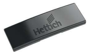 Scharnierarm Abdeckkappe für sensys Scharniere mit Logo in obsidianschwarz