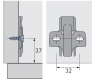 Anschraub-Kreuzmontageplatte 5mm für Senkholzschrauben
