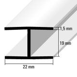 H-Profil, 19 mm, Reinweiß, 2600mm