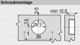 Innenliegendes Band BLUM CLIP top 71T0750  94° Topf 26mm (Einliegend)