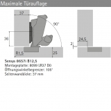 Topfscharnier sensys 165° ohne Schließautomatik (Außenseite)