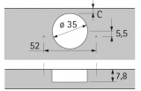 Topfscharnier sensys für dünne Türen ohne Schließautomatik (Außenseite) in obsidianschwarz