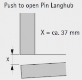 Push-To-Open Pin Strong zum Anschrauben, lichtgrau, Langhub