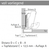 Topfscharnier sensys 8657i 165° (Außenseite)   TB-Bohrbild 45 x 9,5 mm