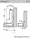 Topfscharnier GRASS TIOMOS 110° K19 (Einliegend) 45 / 9,5