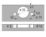 Topfscharnier sensys 8646i 110° für dünne Türen (Außenseite)