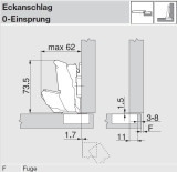 Topfscharnier CLIP top BLUMOTION 125° Scharnier mit 0-Einsprung zum Anschrauben (Außenseite)